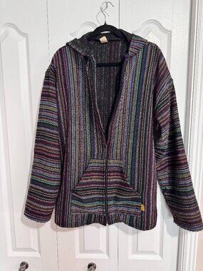Vintage Artesanias Molina Men's Mexican Baja Blanket Jacket